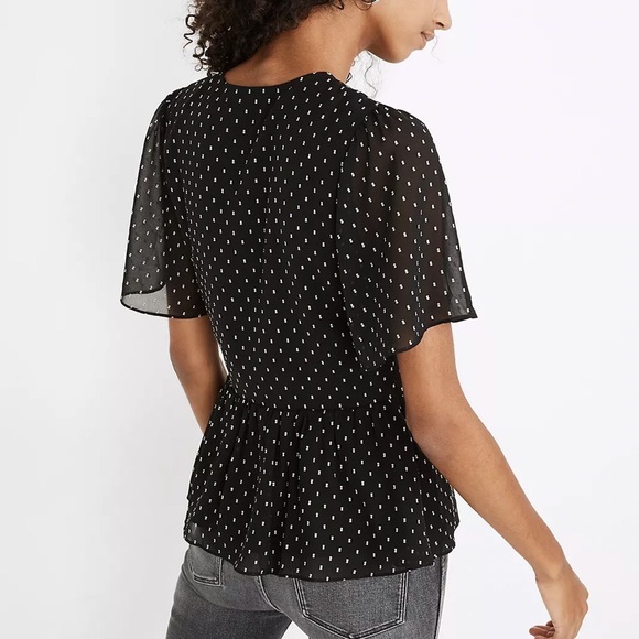 Madewell Flutter-Sleeve Peplum Top in Clipdot - Picture 3 of 9